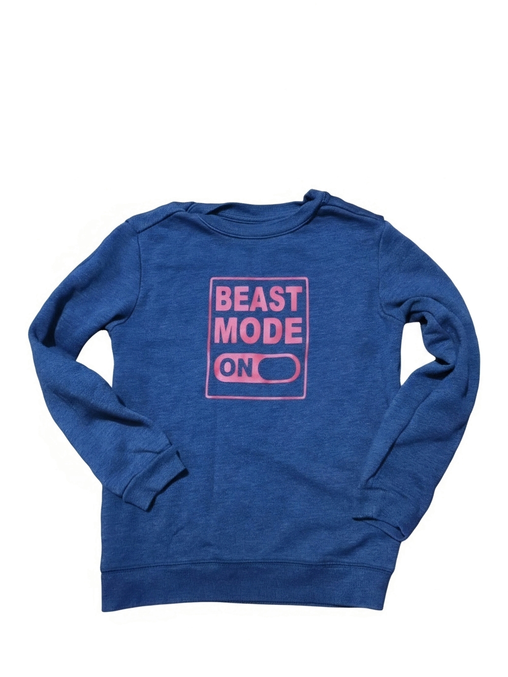 Cat & Jack Blue Sweatshirt with Red "Beast Mode On" Graphic